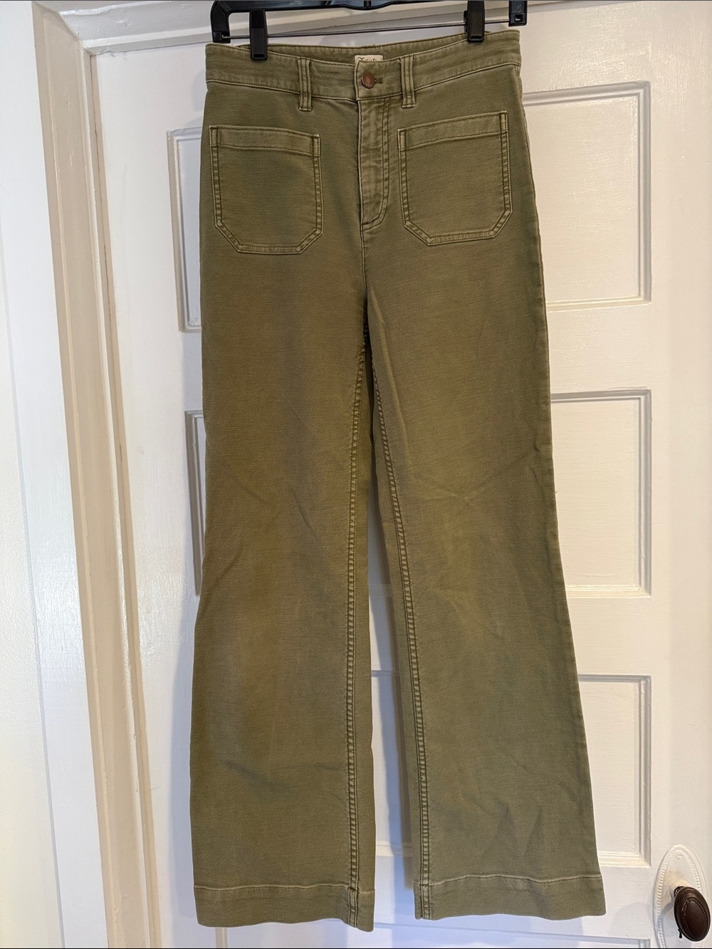 Faherty Olive Green High-Rise Wide-Leg Jeans
